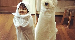 Japon Bebeğin Köpeğiyle Çekilmiş İçinizi Isıtacak Fotoğrafları