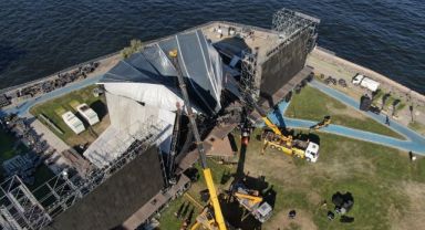 İzmir'de çöken sahne havadan görüntülendi