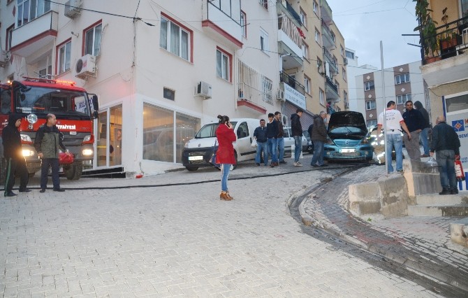 Alev topuna dönen aracı gören esnaf koştu