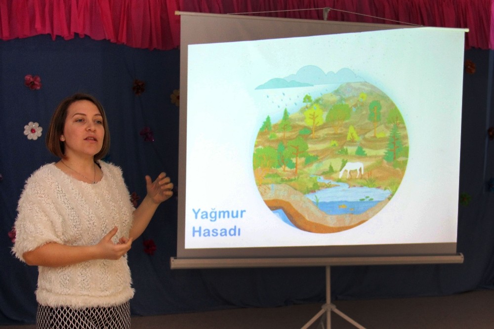 Çocuklar yağmur hasadını öğreniyor