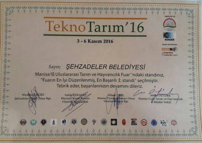 Tekno Tarım Fuarından Şehzadelere ödül