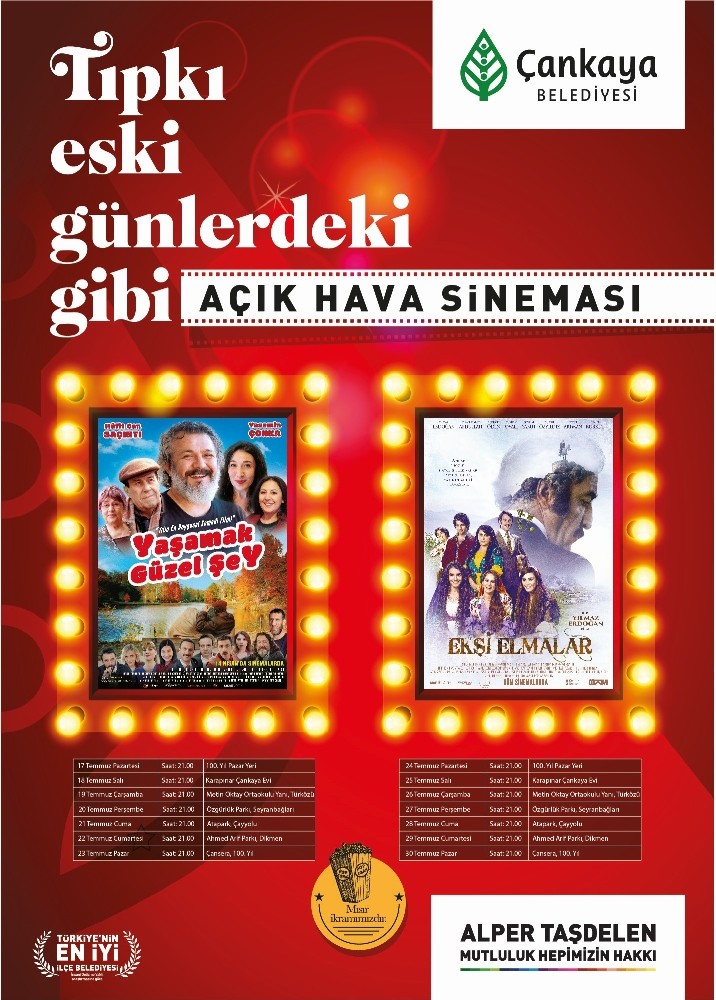 Çankaya’da açık hava sineması başlıyor