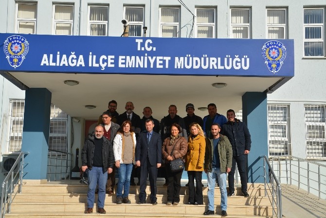 Aliağa’daki basın mensuplarından emniyete taziye ziyareti