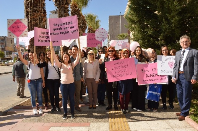 Meme Kanserine dikkat çekmek için yürüdüler
