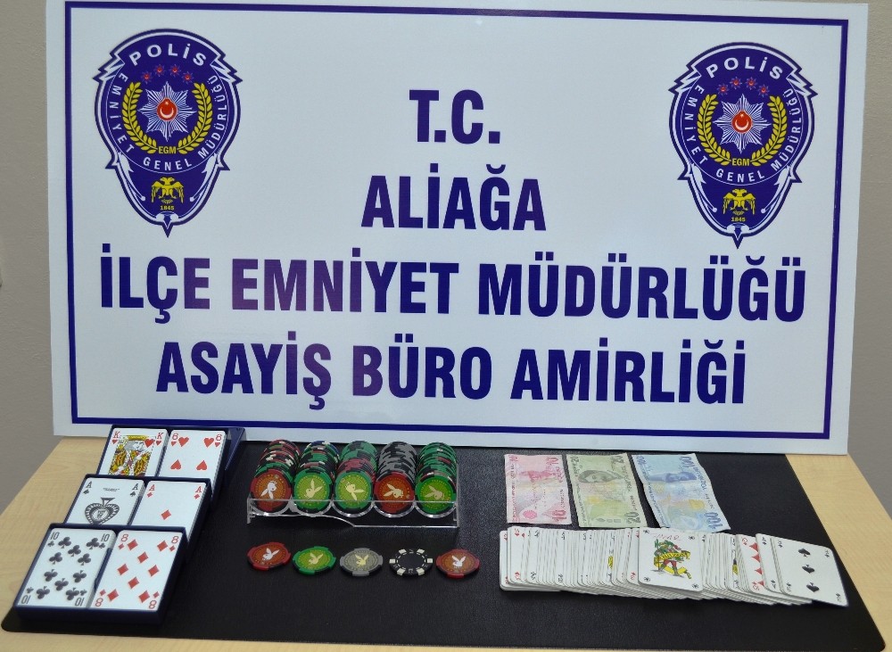 Aliağa’da kıraathanelere kumar baskını