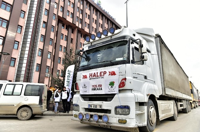 Tırlar Halepli mazlumlar için yola çıktı