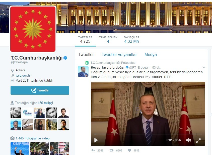 Cumhurbaşkanı Erdoğan’dan doğum günü teşekkürü