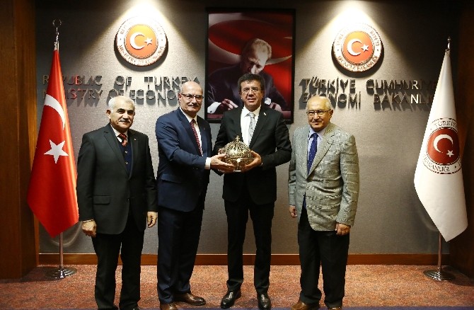 ATO yönetimi Ekonomi Bakanı Zeybekci’yi ziyaret etti
