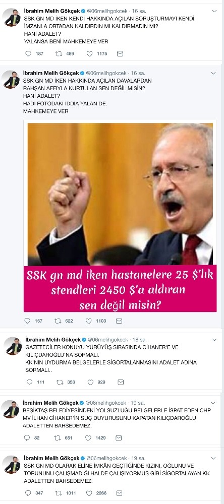 Gökçek’ten Kılıçdaroğlu’na ‘adalet’ göndermesi