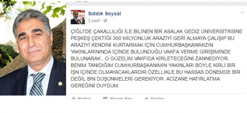 AK PARTİ ÇİĞLİ KURUCU İLÇE BAŞKANINDAN İZMİR'İ SARSACAK İDDİALAR