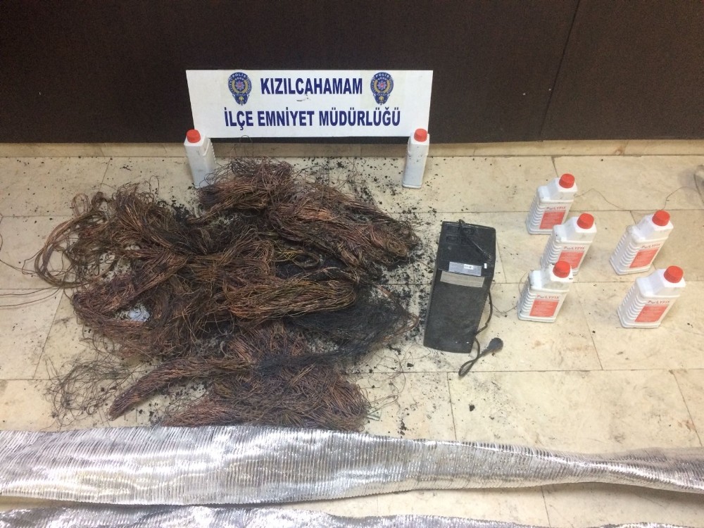 Kızılcahamam’da kablo hırsızlarına suçüstü