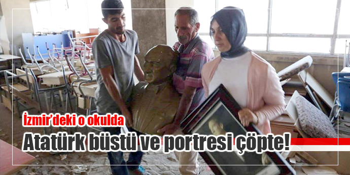 Atatürk büstünü inşaat artıklarının arasına atmışlar