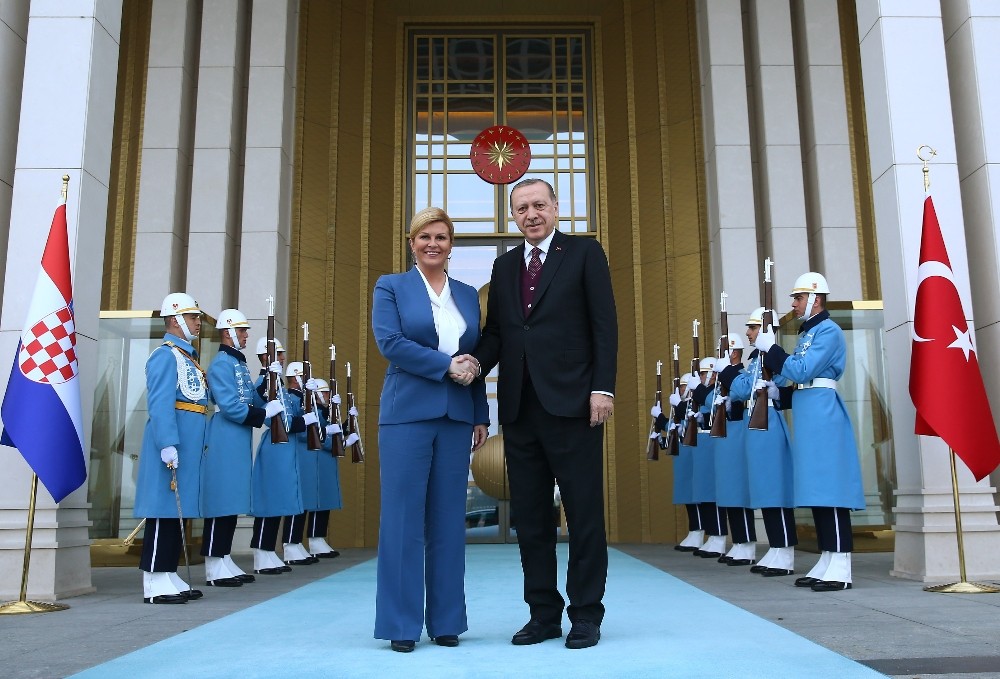 Cumhurbaşkanı Erdoğan, Hırvat Cumhurbaşkanı Kitaroviç’i karşıladı