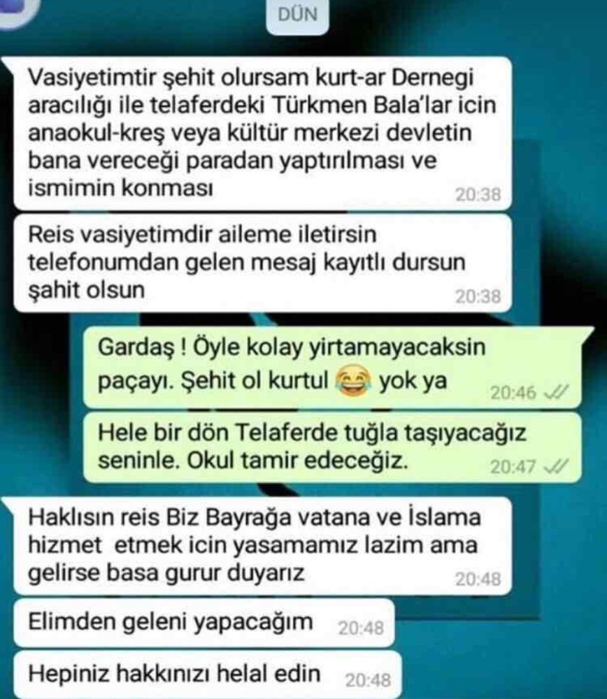 Afrin harekatının ilk şehidi Özalkan’ın vasiyeti herkesi duygulandırdı