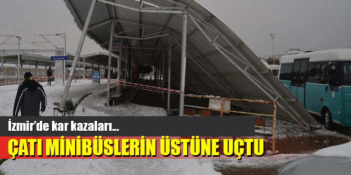 MİNİBÜSLERİN ÜSTÜNE ÇATI UÇTU!