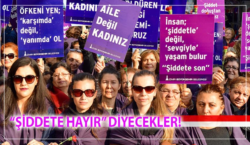 KADINA ŞİDDETE İZMİR TEPKİSİ