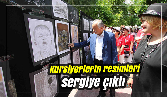 Kursiyerlerin resimleri sergiye çıktı