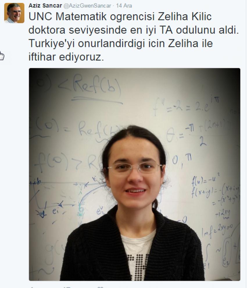 AZİZ SANCAR DUYURDU