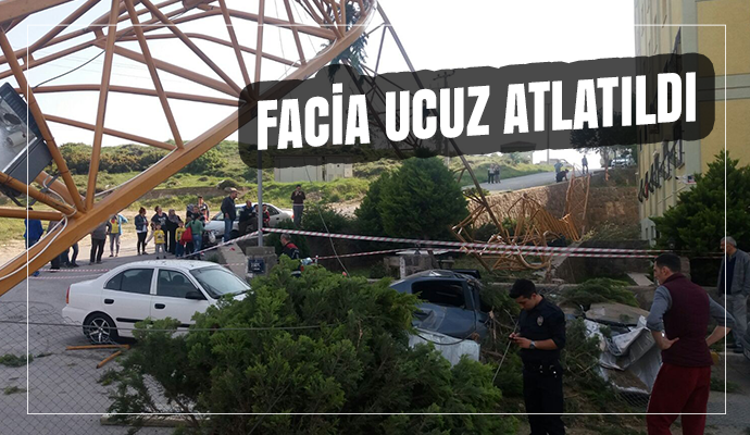 İzmir’de kule vinç devrildi: 1 ağır yaralı