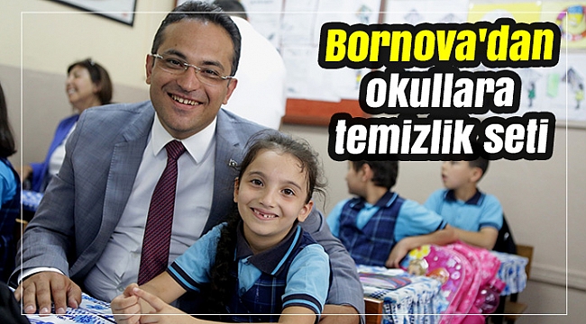 Bornova'dan okullara temizlik seti