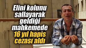 Elini kolunu sallayarak geldiği mahkemede 16 yıl hapis cezası aldı