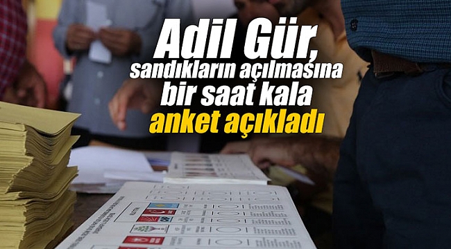 Adil Gür, sandıkların açılmasına bir saat kala anket açıkladı