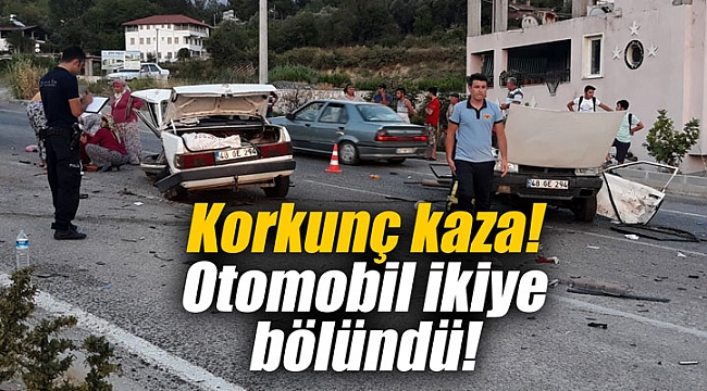 Korkunç kaza! Otomobil ikiye bölündü!