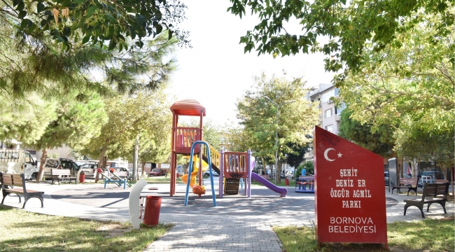 Bornova Belediyesi Şehit Er Özgür Ağmil Parkı’nı da yenilendi