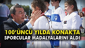 100’üncü yılda Konak'ta sporcular madalyalarını aldı