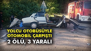 Yolcu otobüsüyle otomobil çarpıştı: 2 ölü, 3 yaralı