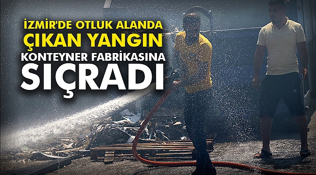 İzmir'de otluk alanda çıkan yangın konteyner fabrikasına sıçradı