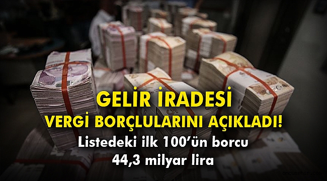 Gelir İradesi vergi borçlularını açıkladı! Listedeki ilk 100'ün borcu 44,3 milyar lira