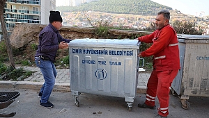 Bayraklı sokaklarına yeni çöp konteynerleri
