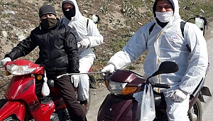 Bergama'da koronavirüs için motorize dezenfekte ekibi kuruldu