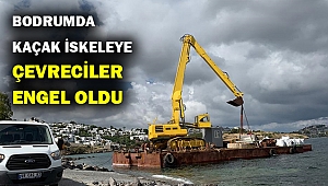 Bodrum'da özel siteye kaçak iskele... Şimdilik durduruldu...