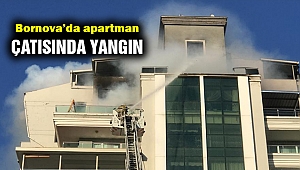 Bornova'da apartman çatısında yangın paniği!