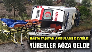 Hasta taşıyan ambulans devrildi...