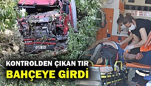 Kontrolden çıkarak bahçeye giren tır, ağaçlara çarptı: 1 yaralı