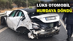 Ağaca çarpan lüks otomobil hurdaya döndü... 2 kişi yaralandı