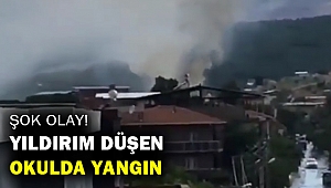 İzmir'de yıldırım düşen okulun çatısında yangın çıktı