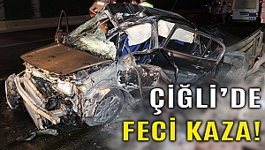 İzmir'de otomobil üst geçide çarptı: 1'i ağır 3 yaralı
