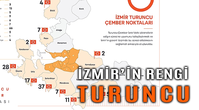İzmir haritası turuncuya bürünüyor