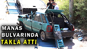 Bayraklı'da kaza; otomobil takla attı