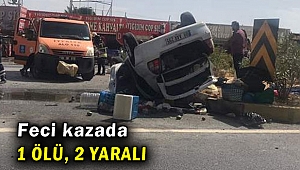 Devrilen otomobilin sürücüsü öldü, 2 kişi yaralandı