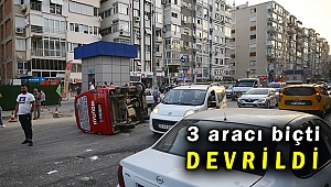 İnönü Caddesinde panelvan park halindeki araçlara çarptı: 3 yaralı