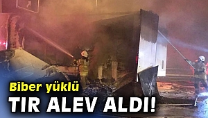 Biber yüklü tır alev aldı!