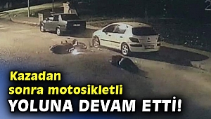 Kazadan sonra motosikletli yoluna devam etti!