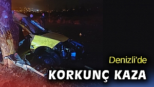 Denizli'de taksi refüjdeki ağaca çarptı: 2 ölü, 1 yaralı