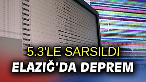 Elazığ'da 5,3 büyüklüğünde deprem meydana geldi