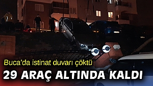İzmir'de sağanak nedeniyle çöken istinat duvarı 29 araca zarar verdi
